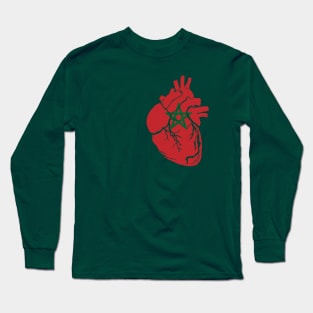 Anatomical heart design, Moroccan flag Long Sleeve T-Shirt